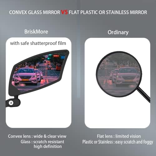 Handlebar Bike Mirror, Scratch Resistant Glass Lens, Ajustable and Rotatable Safe Rearview Bicycle Mirror