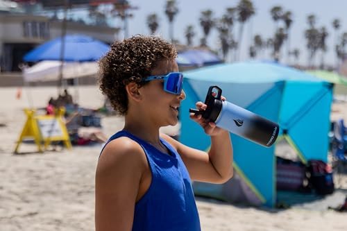 HYDRO CELL Stainless Steel Insulated Water Bottle with Straw - For Cold & Hot Drinks - Metal Vacuum Flask with Screw Cap and Modern Leakproof Sport Thermos for Adults (Blue/Black 18oz)