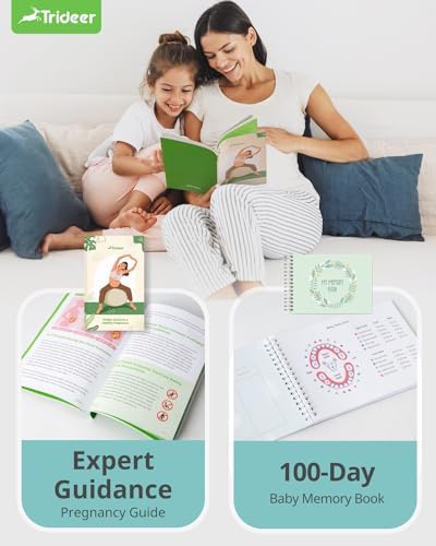 Trideer Pregnancy Birthing Ball - 1.7mm Extra Thick Yoga Ball for Maternity, Labor, Exercise, Physio, Recovery - Guide & Baby Memory Book Included - 440LB Anti-Burst & Non-Slip Stability