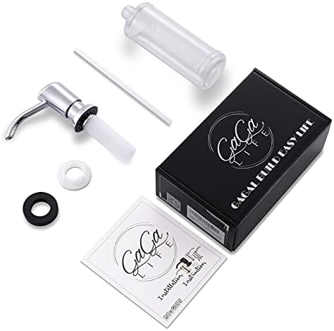 GAGALIFE Built in Sink Soap Dispenser or Lotion Dispenser for Kitchen Sink, Chrome ABS Pump Head, with 17 Ounce Large PET Soap Bottle