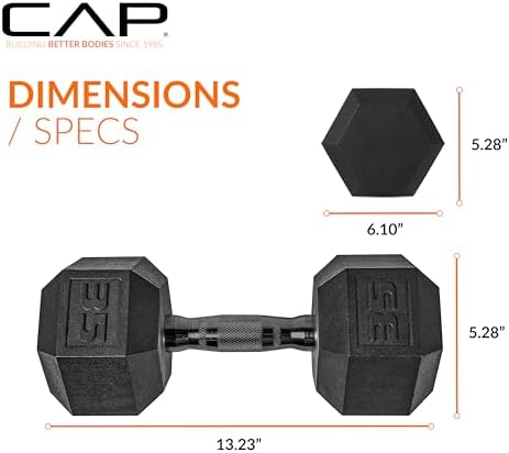CAP Barbell Coated Hex Dumbbell Weight | Multiple Options