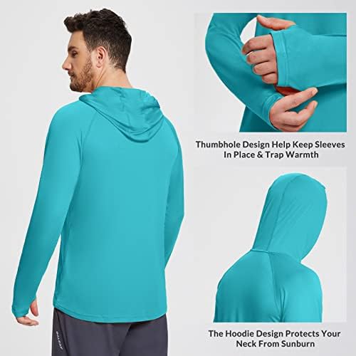 baleaf Men's Sun Protection Hoodie Shirt UPF 50+ Long Sleeve UV SPF T-Shirts Rash Guard Fishing Swimming Lightweight