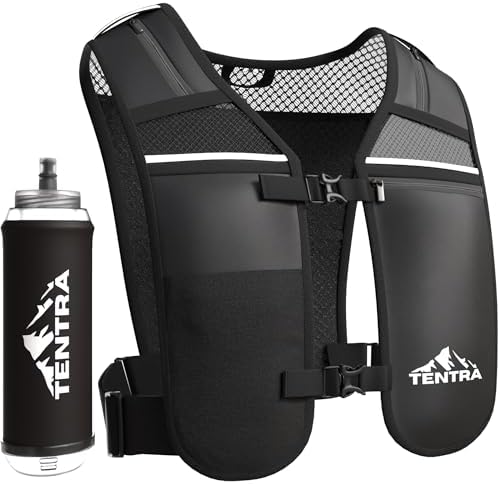 Running Phone Holder Vest with 500ml/17oz Running Water Bottle | Waterproof Phone Pouch Reflective Vest | 8 Pockets, Lightweight Hydration | Accessories for Men & Women