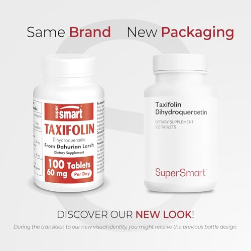 Supersmart - Taxifolin Dihydroquercetin 60mg per Day (90% DHQ Supplement) - Russian Siberian Dahurian Larch Tree Extract - Antioxidant Bioflavonoid | Non-GMO & Gluten Free - 100 Tablets