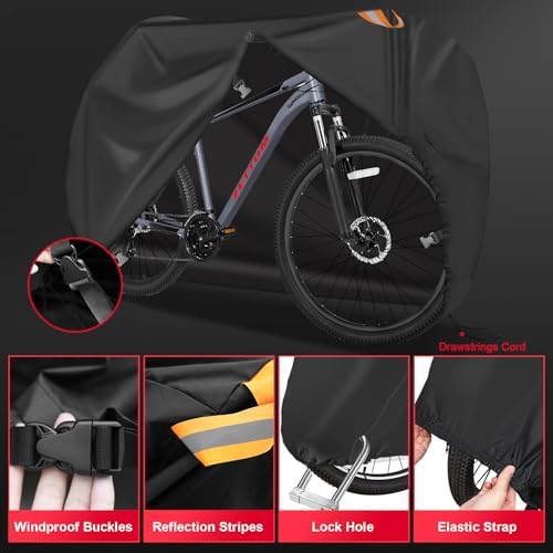 Bike Cover for 1 Bike - Outdoor Bike Cover for Stationary 1 Bike Waterproof & Heavy Duty, 600D Bicycle Cover for Single eBike, Mountain Bike, Road Bike, Hybrid Bike, Beach Cruiser Bike Storage