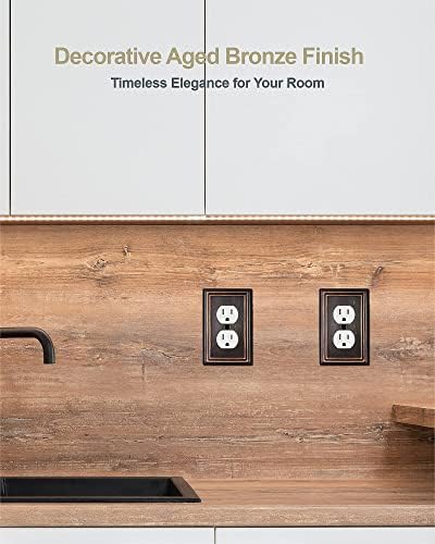 4-Pack Duplex Wall Plates, Aged Bronze Outlet Covers, Metal Electrical Outlet Cover Plates, 3.15''*4.88'', Midsize