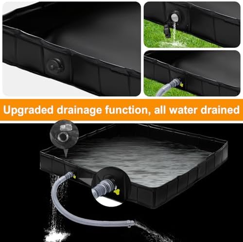 Upgraded Portable Shower Pan 41" x 41" x 5" with Mesh Storage Bag, Foldable Camping Shower Base & Floor with Detachable Drain Pipe Ideal for Camping, RV, Outdoor, Indoor and Portable Shower Stall