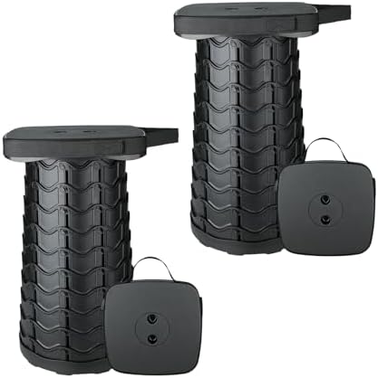 Boreeman 2-Pack Collapsible Stool, Square Shape, Lightweight Yet More Sturdy with Load Capacity 400lbs, Upgraded Portable Stool for Camping Fishing Hiking BBQ
