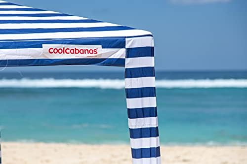 CoolCabana Beach Shade Tent - Easy Setup, UPF 50+ Protection, Large & Medium Sizes, Compact & Wind Resistant - Beach Cabana for The Whole Family - Navy Stripes, Large