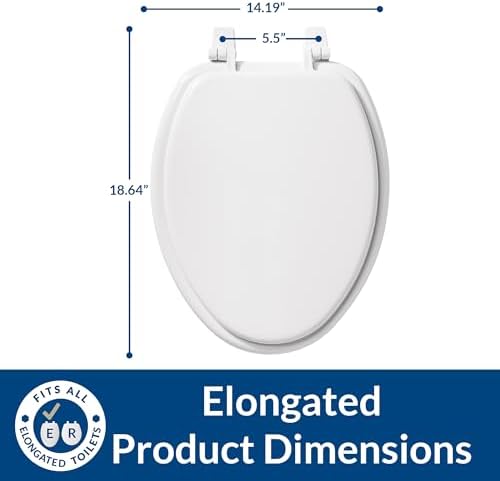 Bemis 1400TTA Economy Durable Wood Toilet Seat, Made in USA, Elongated, White