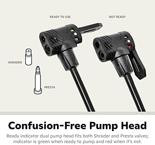 Schwinn Basic and Air Center Floor Bike Pump, Up to 120 Max PSI, Dual Head Fits Schrader and Presta Valve Types, Easy-to-Carry Portable and Convenient Design, Bicycle Essentials for Easy Road Riding