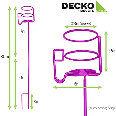Decko OutDoor 30215 Outdoor Beverage and Phone Holder yard Stakes, heavy duty set of 4