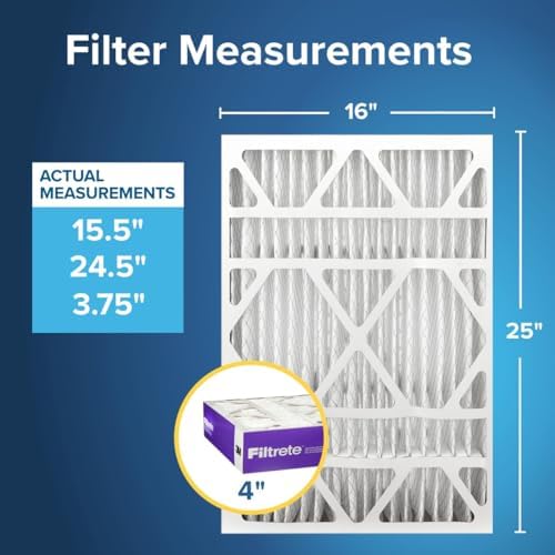Filtrete 16x25x4(SlimFit), AC Furnace Air Filter, MPR 1550 DP, Healthy Living Ultra Allergen Deep Pleat, 4-Pack, Fits Lennox & Honeywell Devices (exact dimensions 15.5 x 24.5 x 3.75)