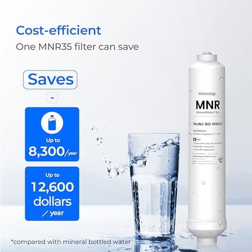 Waterdrop Remineralization Under Sink Water Filtration, 1/4” Quick Connect Post Filter for RO Reverse Osmosis Filter System, Restore Essential Minerals