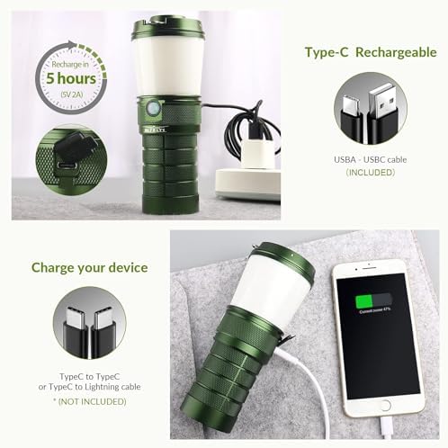 Sofirn BLF LT1 Lantern, Rechargeable Camping Waterproof Light Stepless Adjustable Color Temperature 2700K - 5000K 90 CRI, with USBA to USBC Cable and Anduril 2.0 UI (Carry Case Excluded)