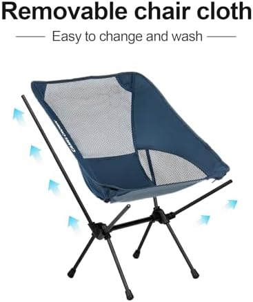 CAMEL CROWN Portable Camping Chair Lightweight Compact Folding Chair Mesh for Outdoor Camp Travel Beach Picnic Festival Hiking Backpacking Navy Blue