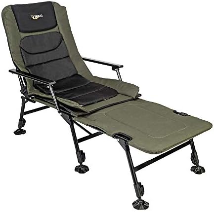 VINGLI Heavy Duty Fishing Chair with Footrest Support 440 LBS, Oversized Camping Chairs with 160° Adjustable High Back, Beach Chair for Outdoors/Yard/Forest