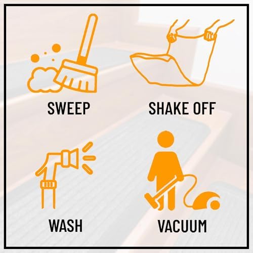 Indoor/Outdoor Hose-Wash Striped Design Non-Slip Rubber 10" x 30" Modern Stair Treads for Stairs, Garage, Patio, 5 Pack, Gray