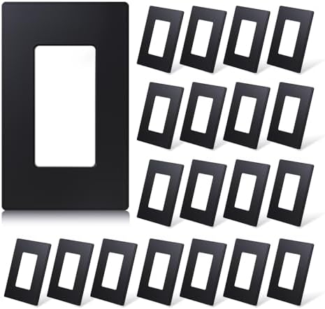 ELEGRP Matte Black 1-Gang Screwless Decorative Wall Plates, Standard Size Unbreakable Thermoplastic Faceplate Cover for Decorator Receptacle Outlet Switch, UL Listed (20 Pack)