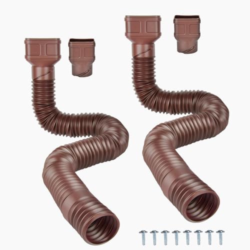 7ft Long Gutter Downspout Extensions, Outer diameter 3" Gutter Extensions for Downspout,Flexible Drainage Pipe Suitable for 2"×3" and 3"×4" Downspout,Flexible Pipe Stretched Length 7ft (2 Pack)