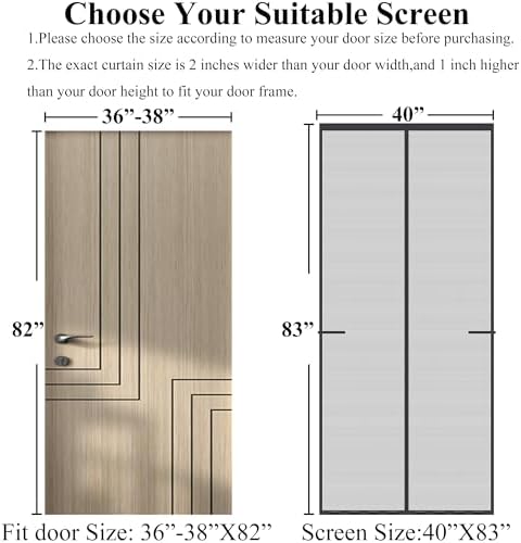 Magnetic Screen Door Upgraded-Model Full Strip Magnets,Fiberglass Heavy Duty Mesh,Retractable Door Screen Magnetic Closure for Single Front Sliding Door