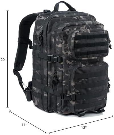 REEBOW GEAR Military Tactical Backpack Large Army 3 Day Assault Pack Molle Bag Backpacks (Black Camo)