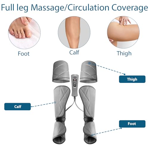 Leg Massager for Circulation - Foot and Calf Massager, Air Compression Leg Wraps Massage Boots Machine for Home Use Leg Massage - scd Machine for Calf, Thigh and Foot Massager, FSA or HSA Eligible