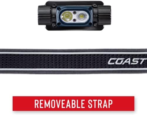 Coast WPH30R 1000 Lumen Waterproof Ultra Bright IP68 USB Rechargeable-Dual Power Headlamp, 5 Modes with Spot and Flood Beams, Blue/Black