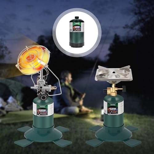 KOMAN BLUEFIRE 1lb Propane Tank Camping Propane Tank Pack of 4 Portable Canister Propane Gas Tank Small Propane Tanks for Camping Stove Outdoor Backpack Mini Burner Heater Cooking Torch Lamp