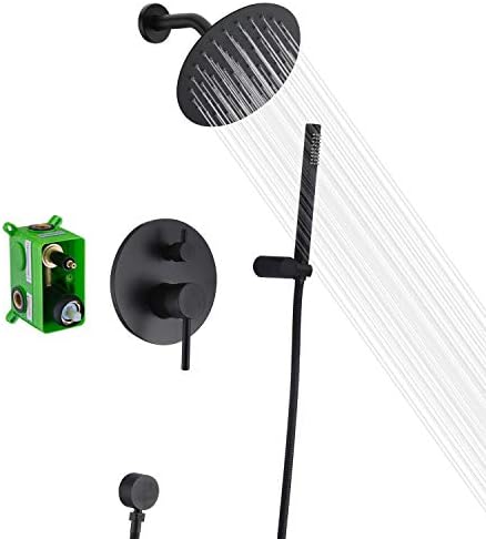 Black Shower Fixtures, Matte Black Shower Faucet Set, Black Shower System with Rain Shower and Handheld,sumerain