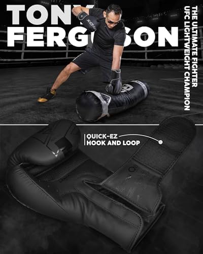 RDX Boxing Gloves, Pro Training Sparring, Maya Hide Leather, Muay Thai MMA Kickboxing, Men Women Adult, Heavy Punching Bag Focus Mitts Pads Workout, Ventilated Palm, Multi Layered, 8 10 12 14 16 18 Oz