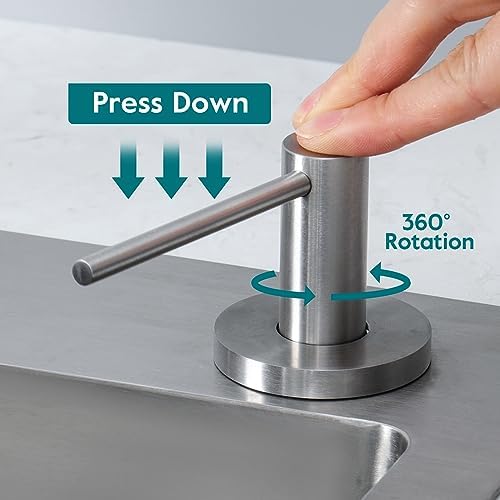 Gappo Upgraded Soap Dispenser for Kitchen Sink Brushed Nickel, Stainless Steel Countertop Pump, Built in Sink Soap Dispenser with 47" Extension Tube kit
