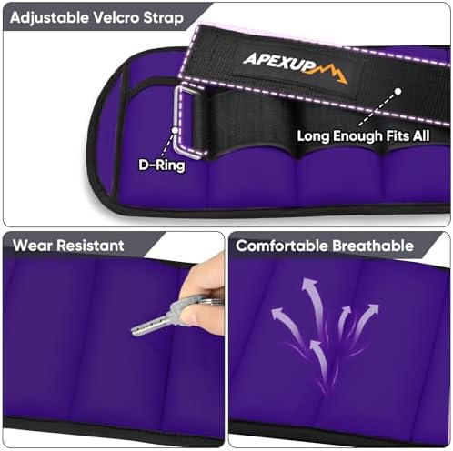APEXUP 10lbs/Pair Adjustable Ankle Weights for Women and Men, Modularized Leg Weight Straps for Yoga, Walking, Running, Aerobics, Gym