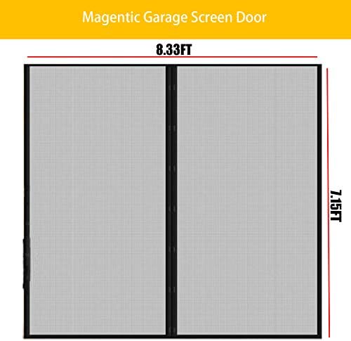 Garage Door Screen for 1 Car Garage Doors 8x7FT- Reinforced Fiberglass Door Screen,Stronger High Energy Magnets , Magnetic Screen Door