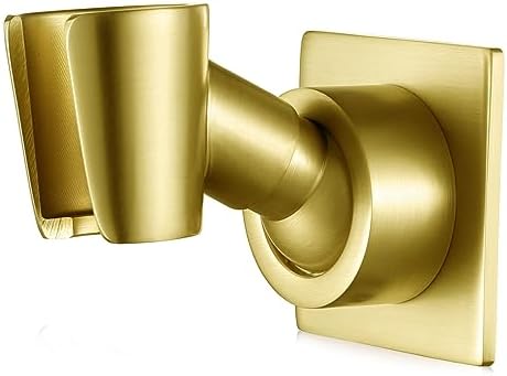 Shower Head Holder Handheld Shower Wand Holder Adjustable Shower Head Bracket Shower Wall Mount Holder, Brushed Brass/Gold Finish, Drill Free Glue Installation