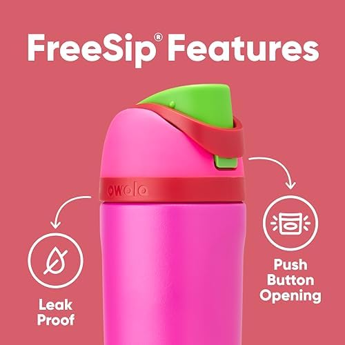 Kids FreeSip Insulated Stainless Steel Water Bottle with Straw for Sports, Travel, and School, BPA-Free Sports Water Bottle, 16 oz, All The Berries