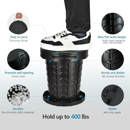 Upgrade Retractable Portable Toilet Travel Toilet Adjustable Height Camping Toilet Portable Potty for Adults Kids, Foldable Portable Toilet for Camping/Car