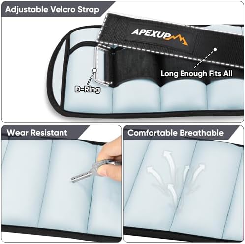 APEXUP 10lbs/Pair Adjustable Ankle Weights for Women and Men, Modularized Leg Weight Straps for Yoga, Walking, Running, Aerobics, Gym