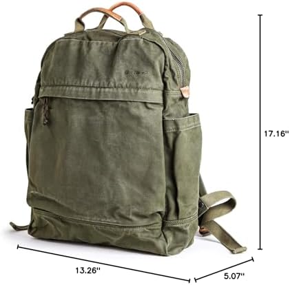 Gootium Canvas Backpack for Women Vintage Style Zipper Bag Men's Casual Daypack Cloth Outdoor Travel Rucksack, Olive