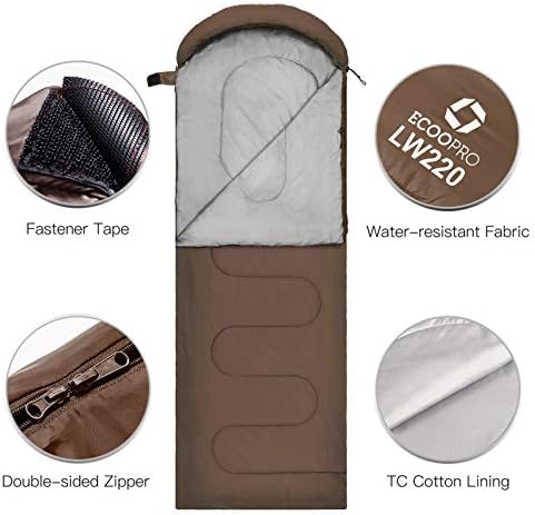 ECOOPRO Warm Weather Sleeping Bag - Portable, Waterproof, Compact Lightweight, Comfort with Compression Sack - Great for Outdoor Camping, Backpacking & Hiking-83 L x 30" W Fits Adults