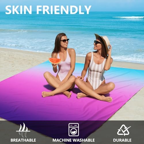 Beach Blanket Waterproof Sandproof Beach Mat 79" X 83" /10'x9'for 2-8 Adults Quick Drying Outdoor Picnic Mat Beach Accessories for Travel, Camping, Hiking