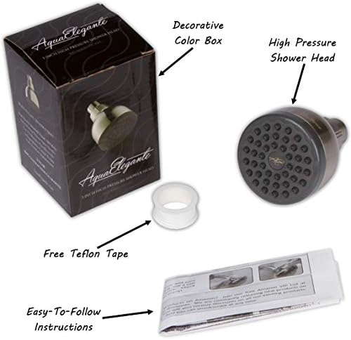 Aqua Elegante High Pressure Showerhead Brushed Nickel - Best Wall Mount, Bathroom, RV Shower Head For Low Flow Showers, 2.5 GPM - Brushed Nickel