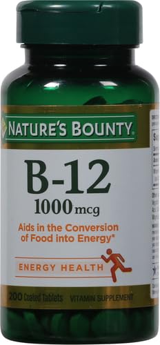 Nature's Bounty Vitamin B12 1000 mcg Supplements,Supports Energy Metabolism,200 Ct,(Pack of 2)