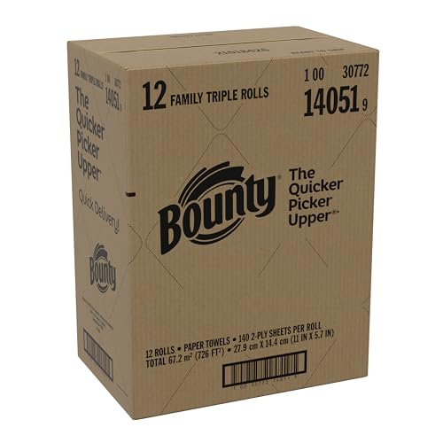 Bounty Paper Towels Quick Size, White, 16 Family Rolls = 40 Regular Rolls (Packaging May Vary)