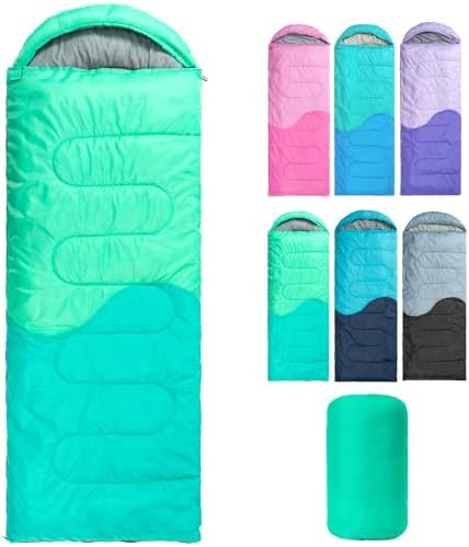 Sleeping Bag - 3 Seasons for Adults Kids Boys Girls Camping Hiking - Warm Cold Weather Lightweight Portable with Compression Bag for Backpacking in Spring, Summer, Fall and Winter