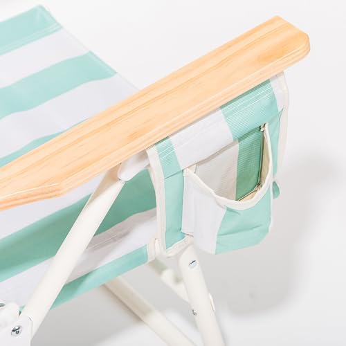 Business & Pleasure Co. Margaritaville Manana Backpack Beach Chair Lay Flat Reclining, Lightweight & Portable, Insulated Cooler Pocket, Last Mango Green Stripe