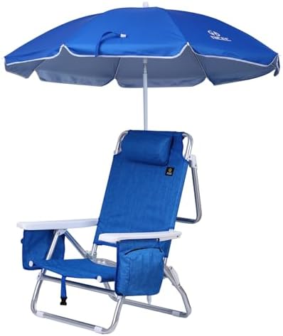 Nice C Blue Backpack Beach Chair with Cooler and Umbrella, Cup Holder for Outdoor, Camping, BBQ, Travel, Picnic
