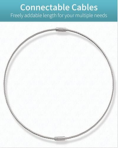 Pawfly 5 Inch/10 Inch Wire Keychain Cable Large Stainless Steel Key Ring Loop Holder, 20/50/100 Pack
