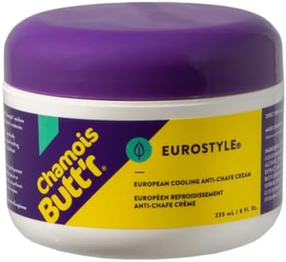 Chamois Butt'r Eurostyle Anti-Chafe Cream for Road, Gravel, Mountain Bike, 8 ounce jar, Cycling Plastic