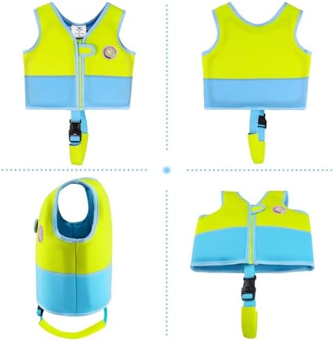 Pottwal Swim Vest for Kids - Swim Jacket for 1-2 Years (24-33LBS) - Buoyancy Aid Made of Neoprene & EPE - with Adjustable Crotch Strap